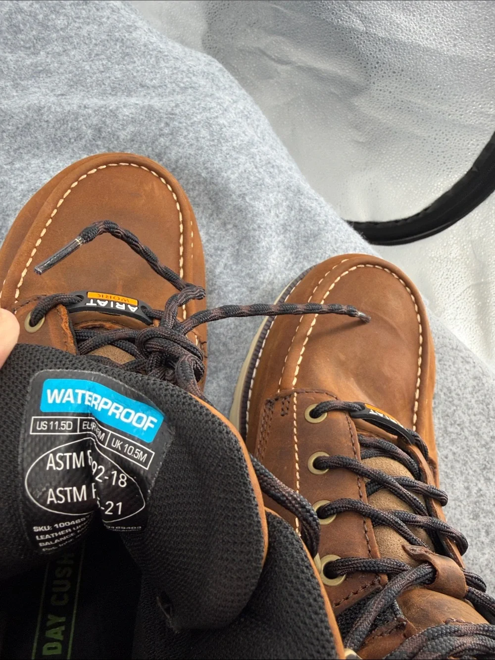 Ariat Work Rebar Lift dry shield slip resistant   Leather Lace-Up Work Boots NWT